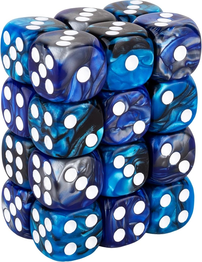 LAMJAM 24 Pieces 16mm Marble 6 Sided Dice Round Corner D6 Dice Set Card Game Dice for MTG DND Tenzi Farkle Yahtzee Bunco or Math Learning - Image 1